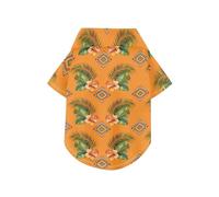 Chemise d'été pour chien à motif de fleurs tropicales, style bohème, rétro, orange, boutonnée, légère et respirante, à manches courtes, parfait pour un usage quotidien et des séances photo, taille 3XL