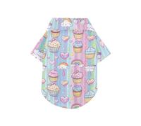 Chemise d'été pour chien à rayures pastel de dessin animé pastel à rayures arc-en-ciel boutonnée et respirante pour animal domestique T-shirt d'été pour chiot Parfait pour un usage quotidien et des