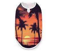 Chemise d'été pour chien motif palmier coucher de soleil - Séchage rapide - Respirant - Doux et extensible - Sans manches - L
