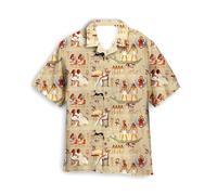 Chemise D'été Retro Égypte Ancienne pour Hommes, Chemises Respirantes à Manches Courtes à Boutons pour Hommes, Chemises de Sport de Plage Extensibles à Séchage Rapide(A12,L)