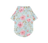 Chemise d'été rétro pour chien avec roses et feuilles dorées - Boutonnée - Respirant et frais - Manches courtes - Parfait pour un usage quotidien et des séances photo XL