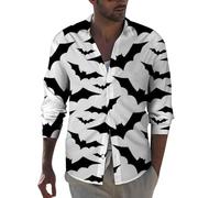 Chemise d'halloween Amusantes avec Imprimé Citrouille 3D, Manches Longues Casual Monstre Fantôme Impression 3D Adulte Crâne Hawaii Motif Drôle Grande Taille Funky Fête Chemises pour Soirée Dansante