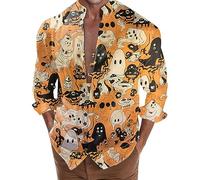 Chemise d'halloween Amusantes avec Imprimé Citrouille 3D, Manches Longues Tête De Boutonnée Casual Funky Fête Grande Taille Adulte Mode Et Confort Hawaii Impression 3D Chemises pour Dansante Soirée