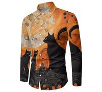 Chemise d'halloween Amusantes avec Imprimé Citrouille 3D, Monstre Fantôme Hawaii Impression 3D Casual Grande Taille Crâne Adulte Mode Et Confort Motif Drôle Boutonnée Chemises pour Soirée Dansante
