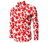 Chemise d'halloween pour Homme avec Empreinte de Main de Sang personnalisée personnalisée Festive effrayée Long Sleeve Chemise rayée pour Homme Imprimé Taches de Sang Gothique