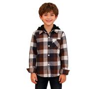 Chemise d'hiver boutonnée à manches longues en flanelle pour garçons et filles - T-shirt décontracté tendance pour l'école - Pull baggy à revers Y2k Hip Hop Streetwear, café, 2-3 ans