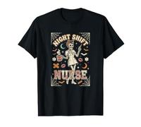 Chemise d'infirmière Squelette de Nuit Halloween travailleur médical T-Shirt Graphique avec Valeur