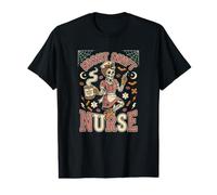 Chemise d'infirmière Squelette de Nuit Halloween travailleur médical T-Shirt Graphique avec Valeur
