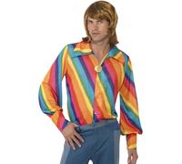 Chemise Disco Arc-En-Ciel Pour Hommes Années 1970 Chemise Hippie Groovy Costume