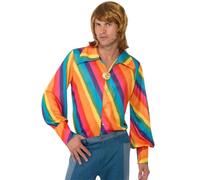 Chemise Disco Arc-En-Ciel Pour Hommes Années 1970 Chemise Hippie Groovy Costume