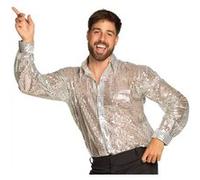 Boland Chemise disco 02193 Adulte Paillettes argentées Gris XXL