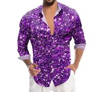 Chemise Disco Homme Annee 70, Hippie Homme Année 80 Homme Tee Shirt Homme Annee 80 Chemise Psychedelique Homme Chemise LéOpard Homme Vetement Disco Chemise Violette Homme