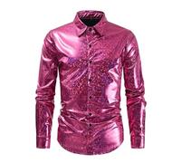 Chemise Disco Homme Annee 70, Vetement Homme Année 80 Deguisement Peace and Homme Homme Satin Deguisement Brillant Tenue Theme Hawai Deguisements Annees 80 Chemise Grande Taille Homme