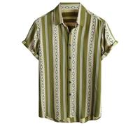 Chemise Disco Homme,Chemise d'été à Manches Courtes et col imprimé pour Homme Chemise de Plage Ouverte sur Le Devant