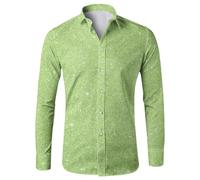 Chemise Disco Homme, Chemise Homme éLéGante à Manches Longues avec BoutonnéS Et Imprimé Brillant pour Une Tenue De FêTe Tendance Et Confortable
