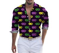 Chemise Disco Homme Paillette Imprimé Chemise Slim Fit Homme Annee 80 Chemise Homme Manches Longues Imprimé Carnaval Chemise Hawaienne Homme Décontracté T Shirt Homme Manche Longue Chemisette Homme