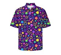 Chemise disco pour homme - Costume de carnaval des années 80 - Imprimé rétro confortable - Tenue de fête disco - Multicolore - Coupe droite - Streetwear, #01-08, XL