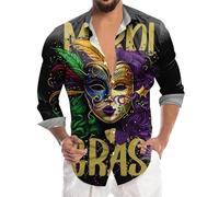 Chemise disco pour homme style années 70 - Style rétro - Imprimé - Style rétro - Pour soirée disco - Style décontracté - Style streetwear classique, Noir , XXL