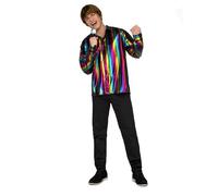 Chemise disco rainbow homme - Blanc - Tissu brillant - M / L M/L