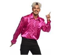 Boland - Chemise disco à volants, rose, pour hommes, déguisement, chemise de fête, Schlagermove, années 70, fête de thème, carnaval