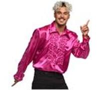 Boland - Chemise disco à volants, rose, pour hommes, déguisement, chemise de fête, Schlagermove, années 70, fête de thème, carnaval