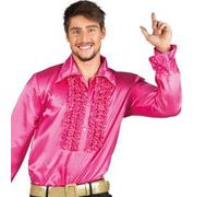 Boland - Chemise disco à volants, rose, pour hommes, déguisement, chemise de fête, Schlagermove, années 70, fête de thème, carnaval