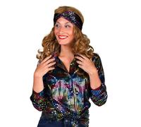 Chemise Disco Sequin Noir Femme Multicolore