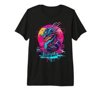Chemise Dragon Cyberpunk, rétro futuriste Outrun Synthwave T-Shirt Haut de Gamme