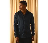 Chemise droite satinée homme - noir - S, noir