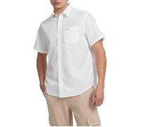 Chemise en coton blanche unie avec un col à revers et une coupe droite S