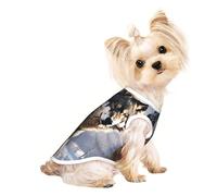 Chemise en coton pour chien, t-shirt doux et respirant pour animal de compagnie, t-shirt extensible pour chats et chiens, gilet sans manches, motif loup debout dans une zone couverte de neige