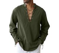 Chemise en coton pour homme avec cordon de serrage - Haut vintage médiéval viking pirate Renaissance