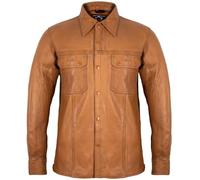 Chemise en Cuir Homme en Lammnappa, Slim Fit, Cuir Souple, Manches Longues, légère avec col Classique et Boutons Pression, Marron (FR/ES, Alpha/Lettres, L, Taille Normale, Taille Normale, Marron)