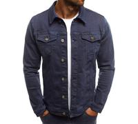 Chemise en denim à manches longues pour homme - Coupe confortable - Chemise en jean avec bouton Down - Chemises de loisirs avec poche de poitrine - Sweat-shirt délavé - Cardigan - Chemise de loisirs