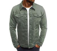 Chemise en denim à manches longues pour homme - Coupe confortable - Chemise en jean avec bouton Down - Chemises de loisirs avec poche de poitrine - Sweat-shirt délavé - Cardigan - Chemise de loisirs