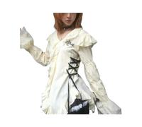 Chemise en Dentelle esthétique Y2k, Chemisiers irréguliers Gothiques Grunge, fée Harajuku, Chemise à Bandes, vêtements Lolita Vintage, 2023