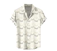 Chemise en dentelle pour homme - Imprimé plage - Chemise à manches courtes - Papillon, Blanc., S