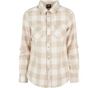 Urban Classics – Chemisier Turnup Checked manches longues Femme – camel/blanc – Taille XS