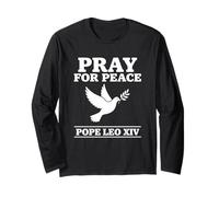 Chemise en Forme de Colombe catholique « Priez pour la Paix » du Pape Léon XIV Manche Longue