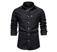 Chemise en jean à manches longues pour homme, coupe droite, avec double poche, haut d'affaires en jean, Z01-noir Chemises à manches longues pour homme, XL