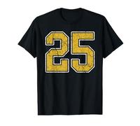 Chemise en Jersey numéro 25 Vieil Or et Noir Vieilli T-Shirt Graphique avec Valeur
