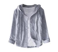 Chemise en lin à manches longues pour homme, couleur unie, protection solaire, coupe ample, printemps