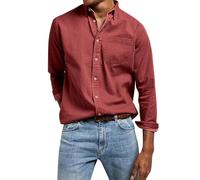Chemise en lin à manches longues pour homme - En coton et lin - Décontractée - Coupe droite - Avec poche - Basic - Couleur unie - Pour couple d'amoureux - Chemise d'extérieur unisexe - Chemise d'été