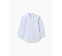 Chemise en lin et coton à motif de cercles bleu clair 11/12A