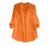 Chemise en Lin Femme Grande Taille Chemise Anti UV Femme Manche Longue Chemisier Outdoor Chemisiers Leger Haut Respirant Top Décontractés Loungewear Couleur Unie Vêtements avec Poche Chemisette
