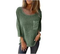 Chemise en Lin Femmes Chemisier Coton et Lin pour Femme Col en Rond Manches Longues T-Shirts Couleur Unie Hauts Mode Lâche Respirant Grande Taille Pas Cher Casual Tunique Chemise Tops