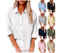 chemise en lin, Femmes coton lin minimaliste oversize Casual bouton Flip shirt Comfort quotidien chic tops, blouse femme grande taille, chemisier femme grande taille, chemisier, blouse, tunique longue