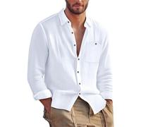Chemise en Lin Homme Été Chic, Chemise Homme Coton Manches Longues Ete Décontractée Top Polyvalentes Top Confortables T-Shirt Col Revers T-Shirt Coupe Ajustée Hauts Extérieur Hauts Funky