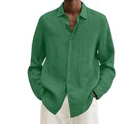 Chemise en Lin Homme Henley Manches Longues été Mao Classique Décontractée Regular Fit Col Casual sans Repassage Vêtements Pas Cher