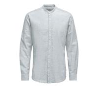 Chemise en Lin légère pour Hommes O&S à Manches Longues, Coupe Slim, Haut de Base Monochrome ONSCAIDEN, Couleurs:Bleu-3, Taille:L